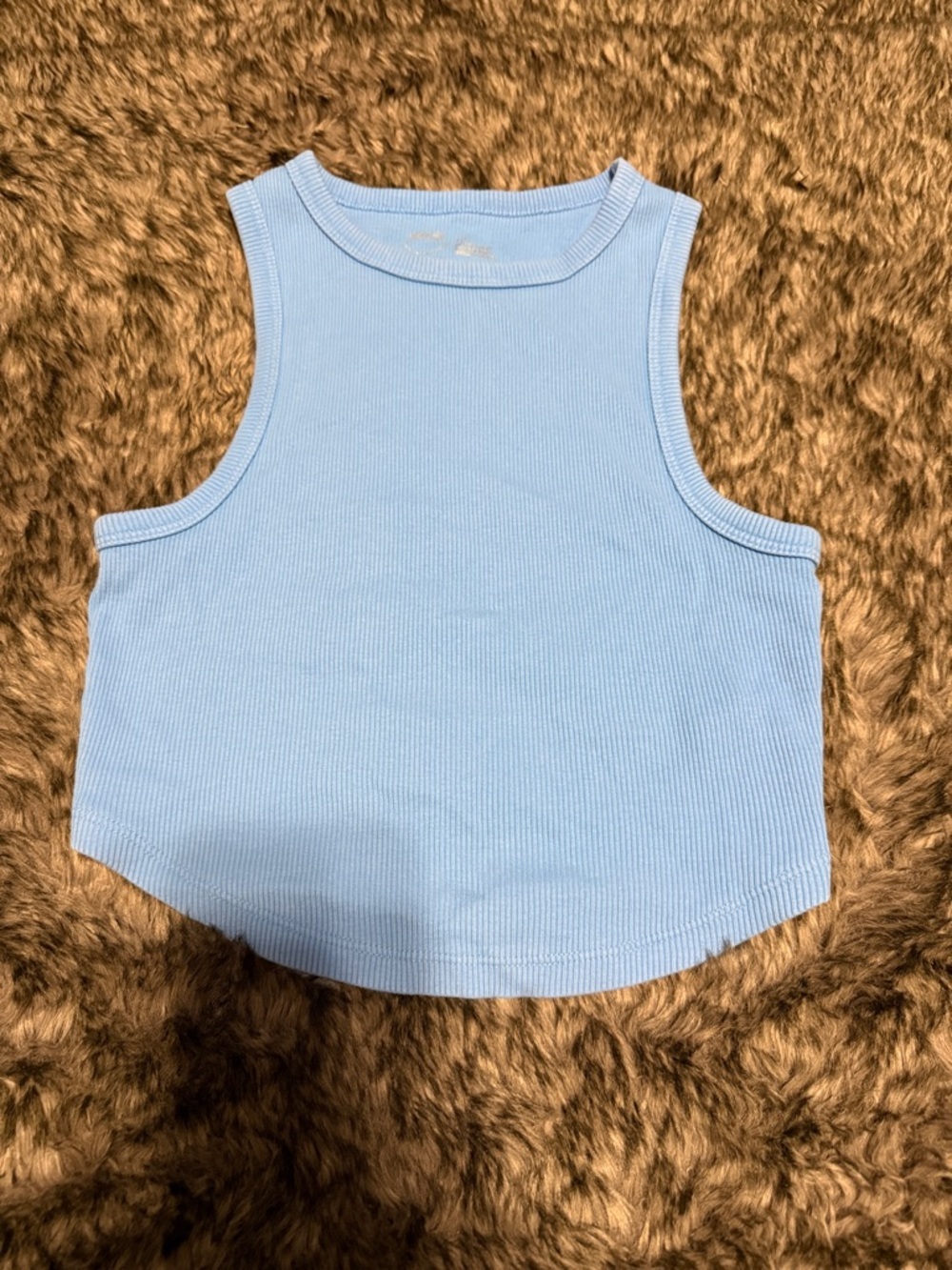 aerie Light Blue Ribbed Crop Tank